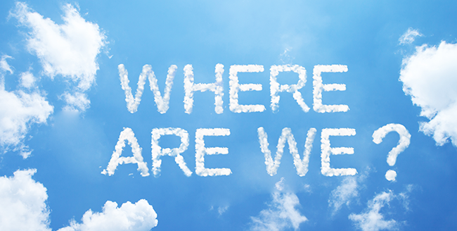 image of Where Are We? written in clouds