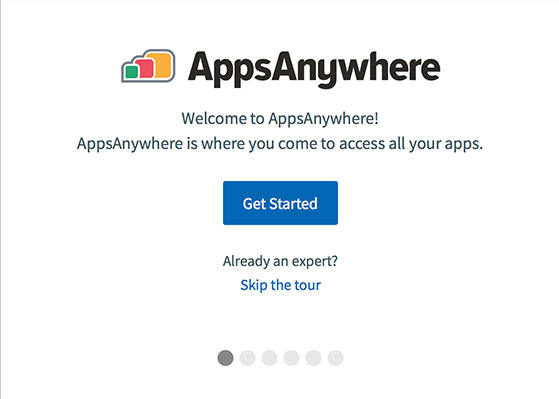 AppsAnywhere get started screen