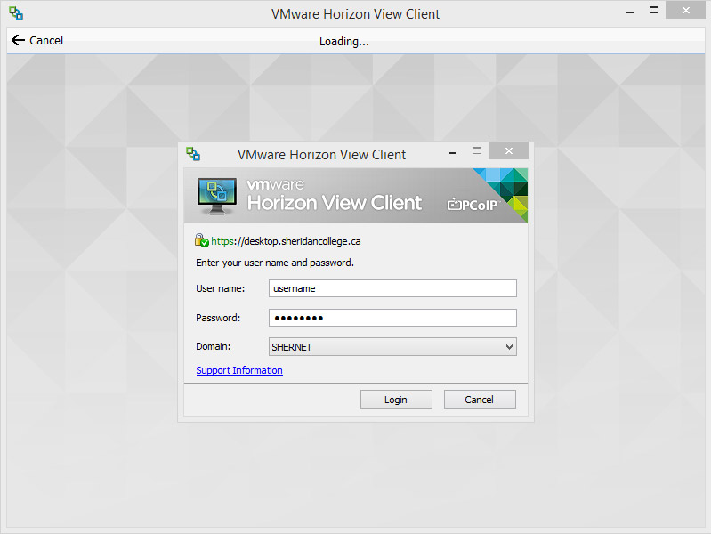 vmware horizon view client cannot press enter button