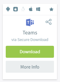 Teams download panel in AppsAnywhere