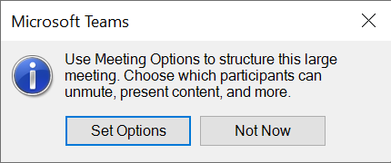 Outlook large meeting prompt